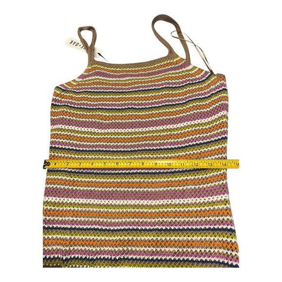 OLIVE + OAK Multicolor pastel Striped Knit spaghetti strap mini dress M - Picture 8 of 10